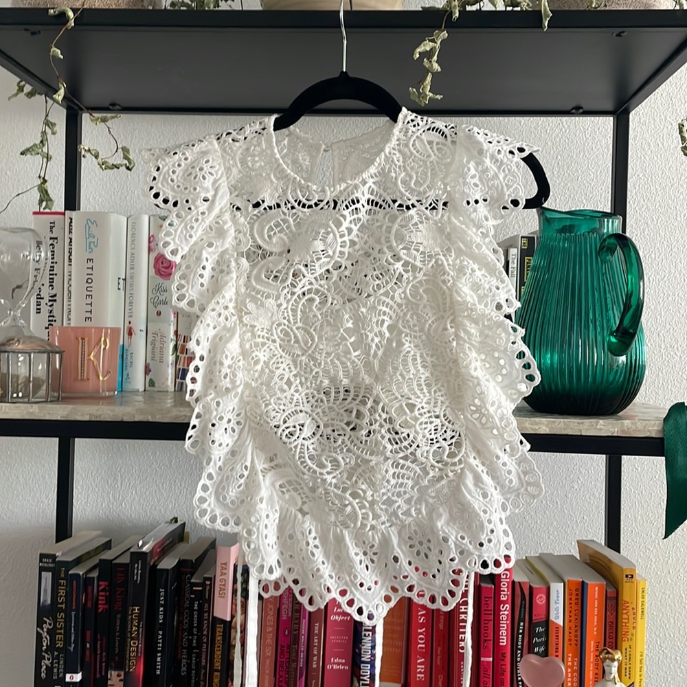 Lace White Crop Top